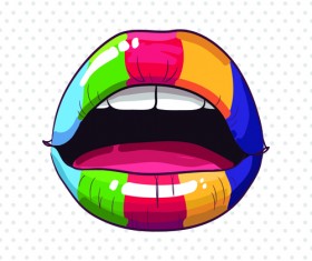 Beautiful lips vector material set 02