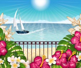 Beautiful tropical paradise scenery background vector 02
