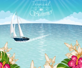Beautiful tropical paradise scenery background vector 03
