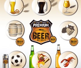 Beer with food labels vector design