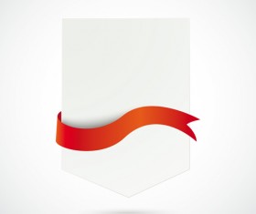 Blank labels with red ribbon vector set 01