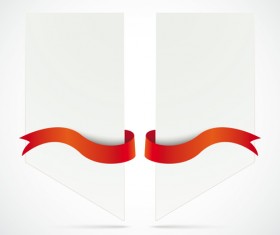 Blank labels with red ribbon vector set 04