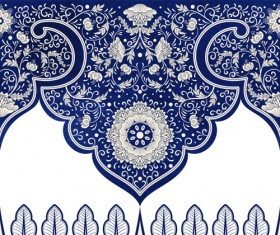 Blue lace border vector material