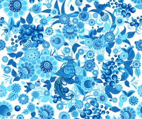 Blue ornaments floral pattern vector material 03
