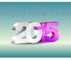 Bright 3D 2015 new year text design vector