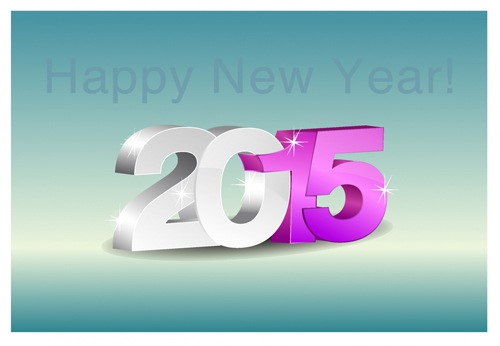 Bright 3D 2015 new year text design vector