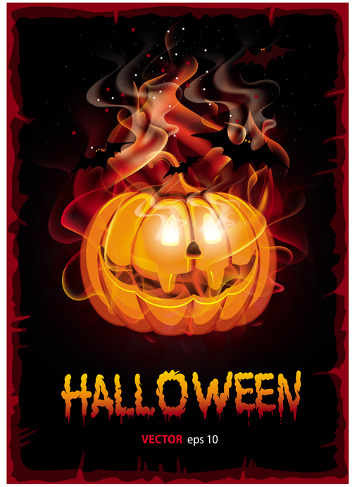Burning halloween pumpkin background vector