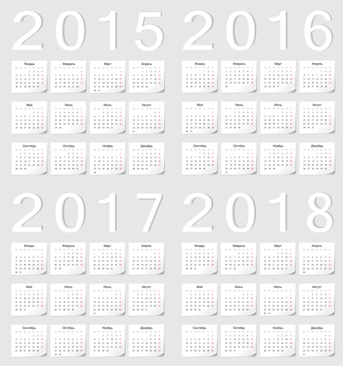 Calendar 2015-2018 vector