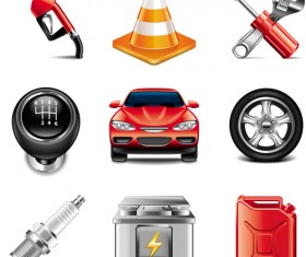 Car with tool icons set