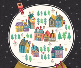 Cartoon christmas night vector background