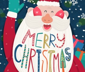 Cartoon funny santa claus with christmas elements vector