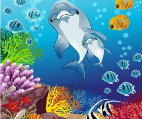 Cartoon underwater world vector background