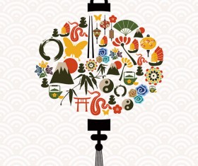 Chinese new year elements vector set