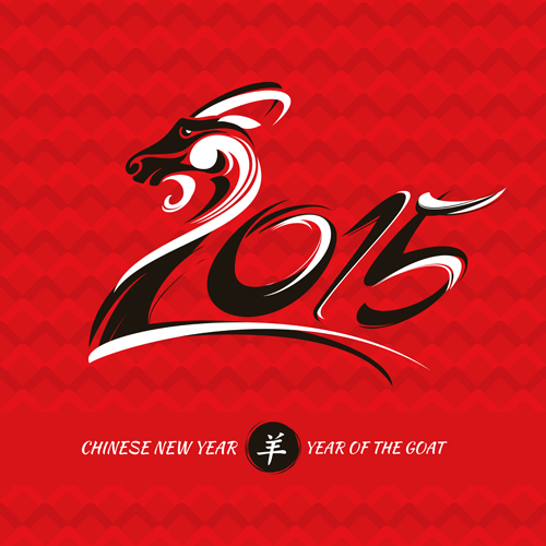 Chinese new year of goat vector background 01