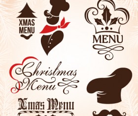 Christmas menu design elements vector set 01