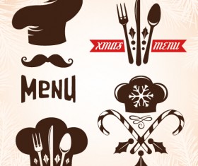 Christmas menu design elements vector set 02