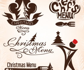 Christmas menu design elements vector set 04