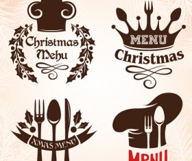 Christmas menu design elements vector set 05