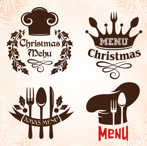 Christmas menu design elements vector set 05