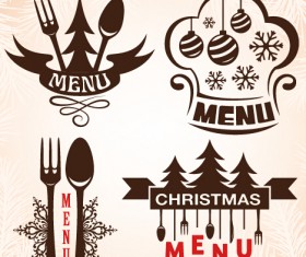 Christmas menu design elements vector set 06