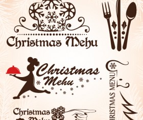 Christmas menu design elements vector set 07