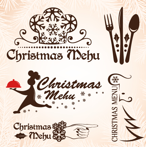 Christmas menu design elements vector set 07