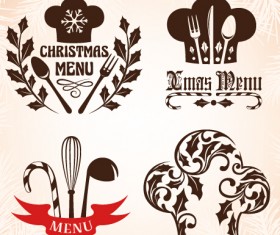 Christmas menu design elements vector set 08
