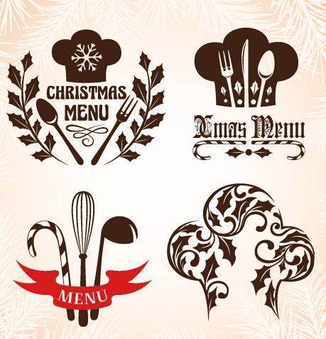 Christmas menu design elements vector set 08