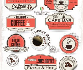 Classic coffee house sticker with labels vector