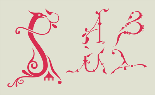 Classical russian alphabet vector 04