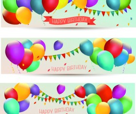 Colored balloons holiday banner vector 01