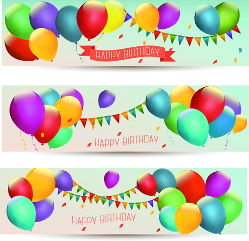 Colored balloons holiday banner vector 01