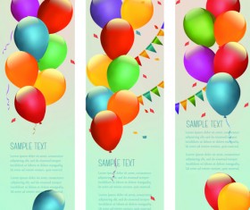 Colored balloons holiday banner vector 02