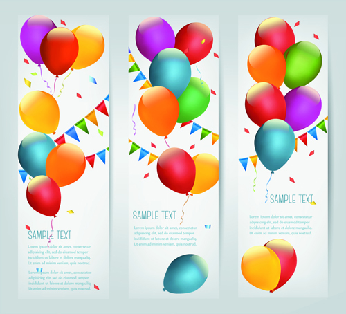 Colored balloons holiday banner vector 03