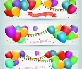 Colored balloons holiday banner vector 04