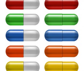 Colored capsule vector set 05