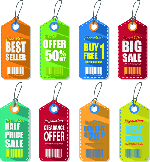 Colored discount price tag vector graphics 01