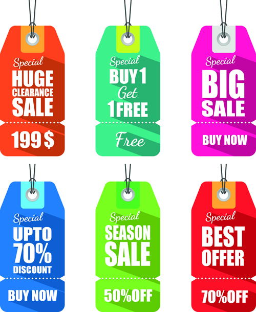 Colored discount price tag vector graphics 02