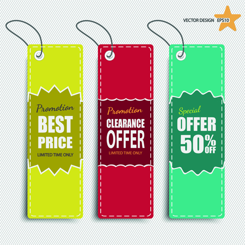 Colored discount price tag vector graphics 03