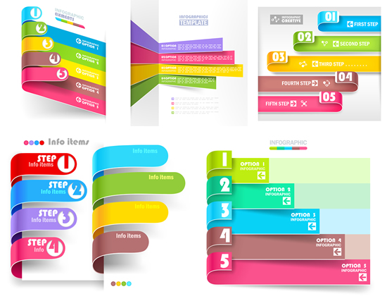 Colored numbered infographics set vector