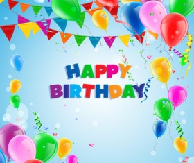 Confetti with colored balloons birthday background 01