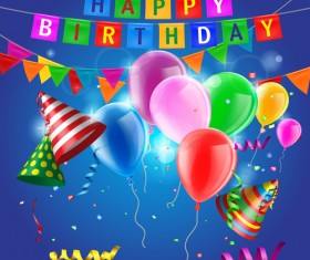 Confetti with colored balloons birthday background 02