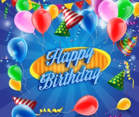 Confetti with colored balloons birthday background 04