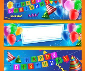 Confetti with colored balloons birthday banner vector 02