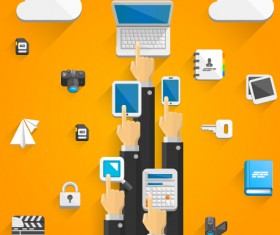 Creative cloud digital network vector template 01