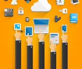 Creative cloud digital network vector template 04