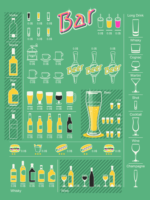 Creative drinks elements infographics vector 01