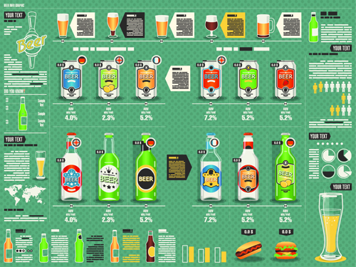 Creative drinks elements infographics vector 03