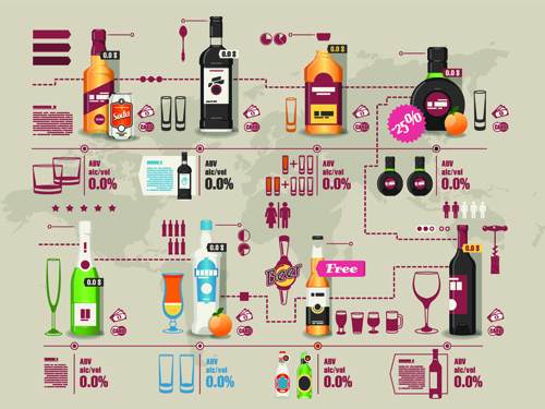 Creative drinks elements infographics vector 04