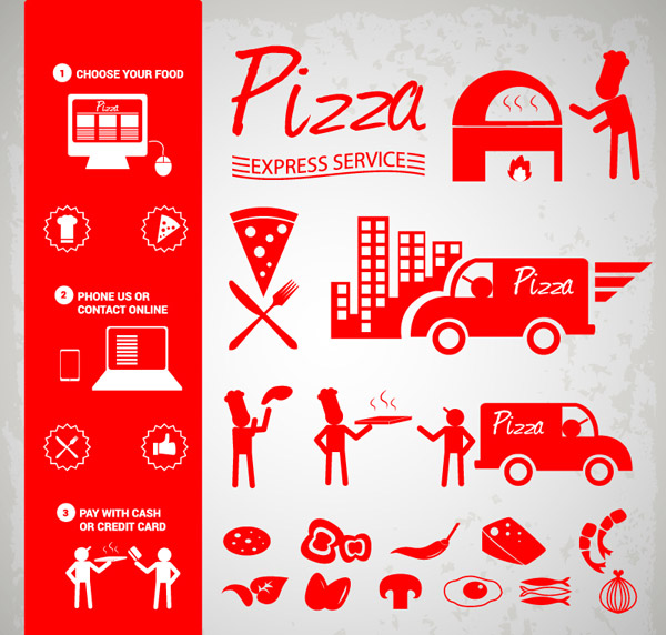 Creative pizza design elements vector